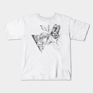 David of Michelangelo with butterfly and leaf Kids T-Shirt